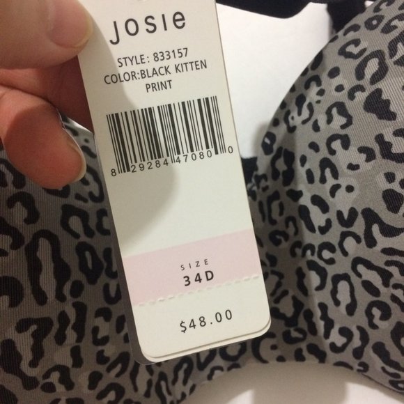 Josie Natori 34D Bra Kitten Print Black NWT - Picture 8 of 12